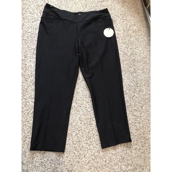 Tail Straight Pants Sz 18 Pull On Black NWT Back & FroPockets Golf Athletic UF50